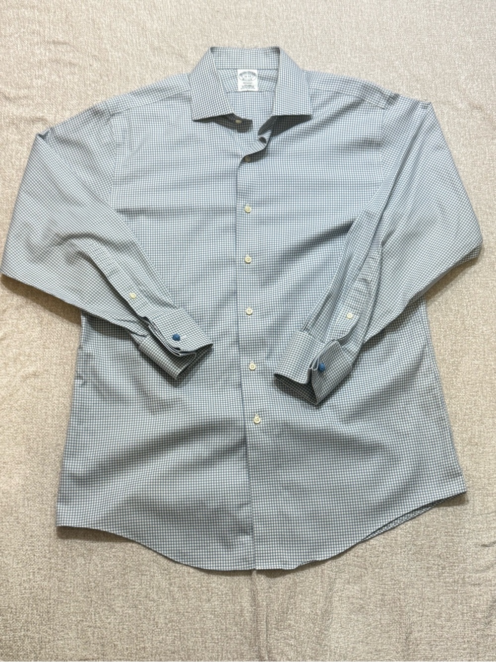 Brooks Brothers 1818 Regent 16 33 Blue Gingham French Cuff Shirt Old Money